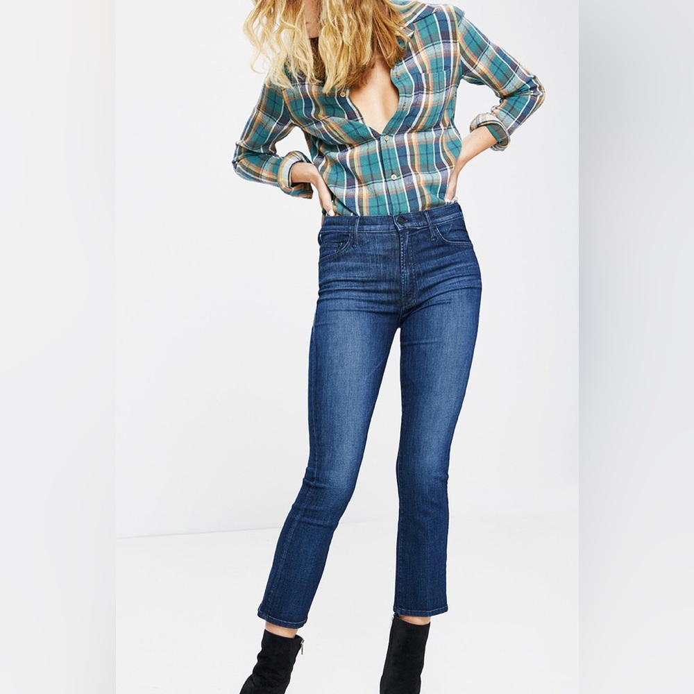 MOTHER The Insider Crop Straight Leg Jeans In Twilight Magic Size 29.